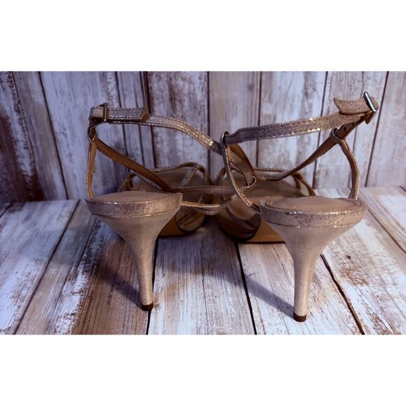 Nina Blossum Champagne Rhinestone Evening Sandals - 9.5 - Picture 6 of 8